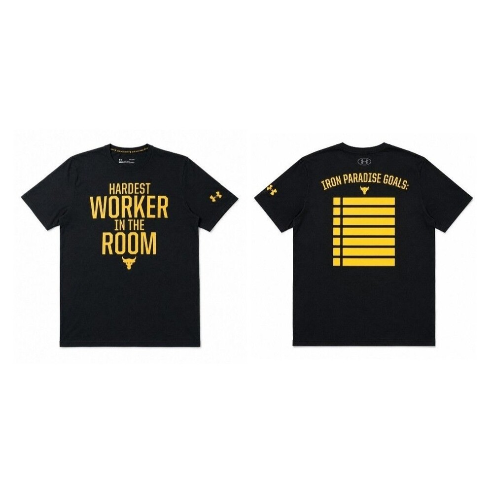 Mens Under Armour Project Rock Hardest Worker In The Room T Shirt Large Black
